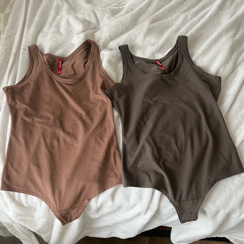 Spanx thong compression bodysuit bundle size small gray and brown neutral nude